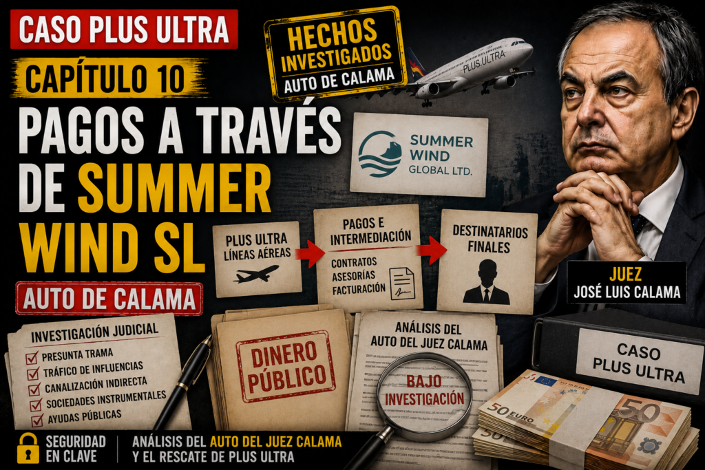 Pagos a través de Summer Wind SL en el caso Plus Ultra según el auto de Calama