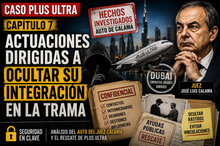Actuaciones para ocultar la integración en la presunta trama del caso Plus Ultra según el auto de Calama