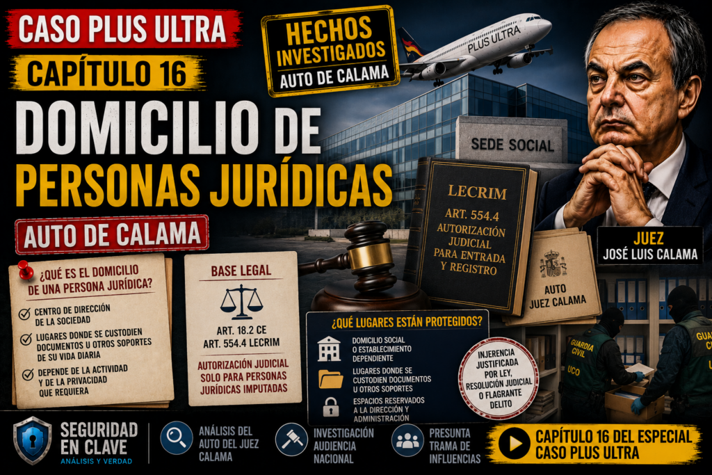 Domicilio de personas jurídicas y registros de sociedades en el caso Plus Ultra según el auto de Calama