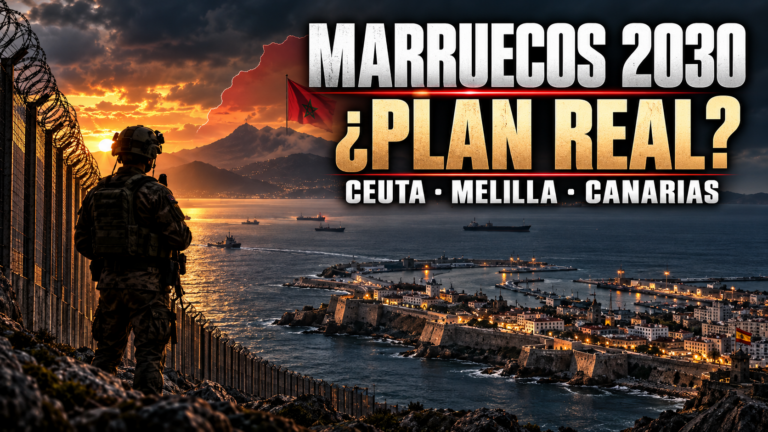 Recreación visual sobre la Operación Marruecos 2030 con Ceuta, frontera y costa marroquí